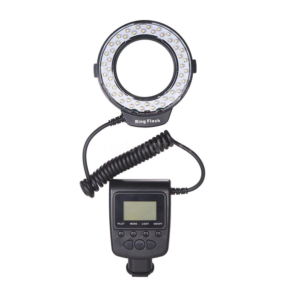 HD-130 Macro LED Ring Flash Light LCD Display 3000-15000K GN46 Power Control with 3 Flash Diffusers 8 Adapter Rings for