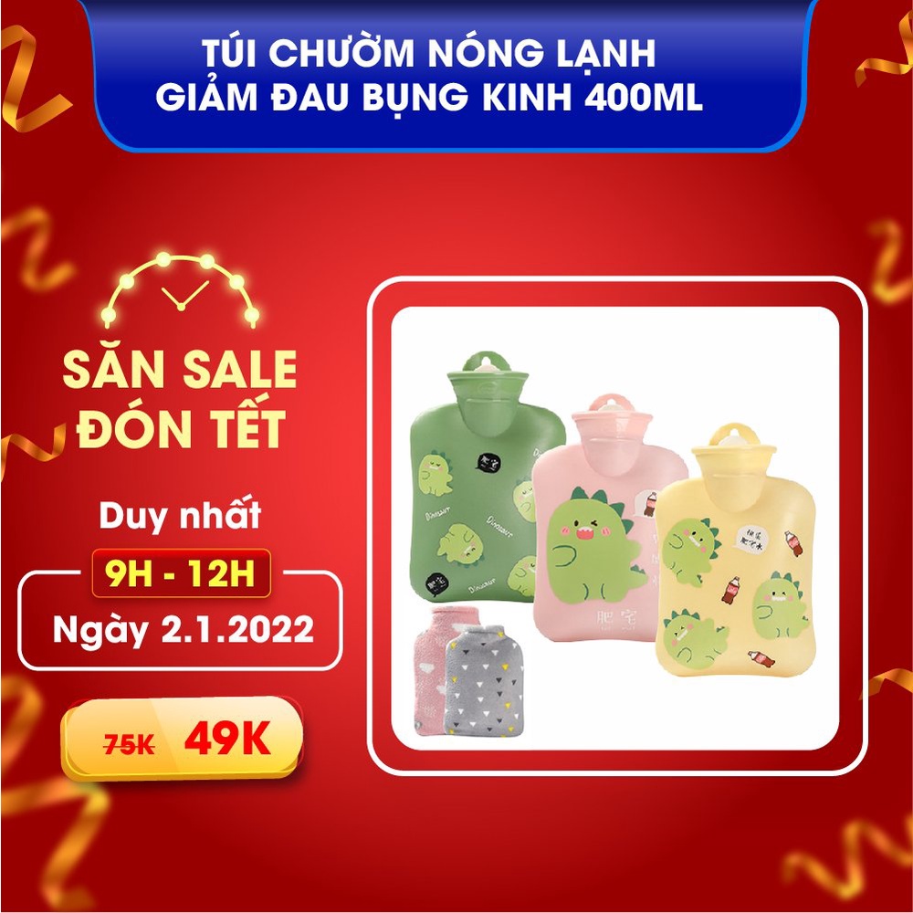 Túi chườm nóng lạnh giảm đau bụng kinh, túi chườm giữ ấm hạ, sốt 400ml SHOP10K