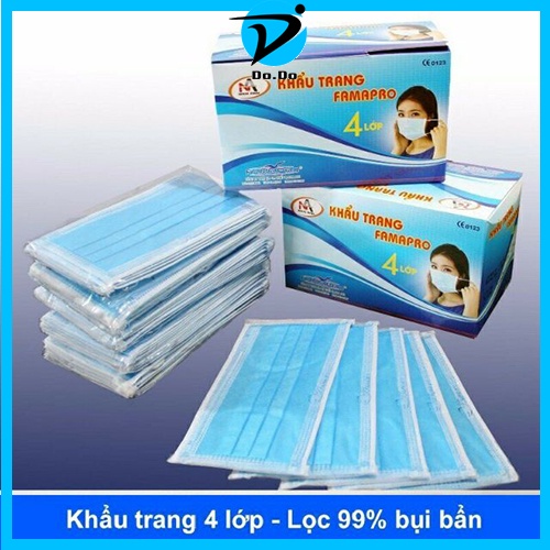 Hộp 50 cái khẩu trang y tế Nam Anh 4 lớp, kháng khuẩn đủ màu người lớn