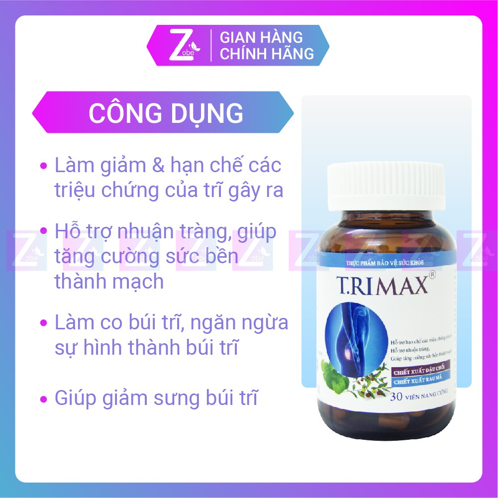Viên Uống Hỗ Trợ Co Thắt Búi Trĩ Trimax Hủ 30 viên