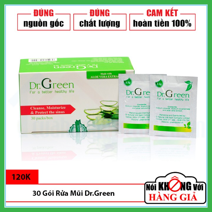 [CHÍNH HÃNG] Hỗn hợp rửa mũi Dr.Green 30 gói