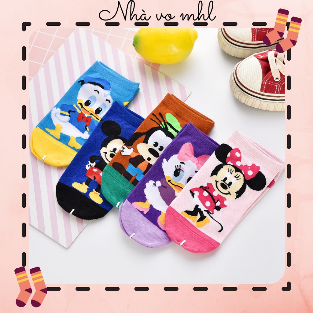 Vớ Ngắn Cổ Disney Micky Cotton Họa Tiết Hoạt Hình Xuân Thu In Hoạ tiết Phong Cách Nhật Bản Tất Cổ Ngắn Hàn Quốc Ulzzang