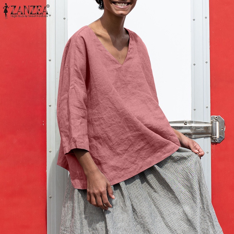 Zanzea Áo Cánh Tay Lỡ 3 / 4 Cổ Chữ V Thời Trang Dành Cho Nữ