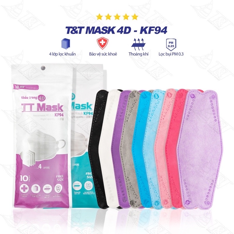Khẩu trang 4D KF94 xuất hàn hot hit ( túi 10c )
