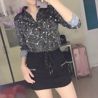 Chân váy bò buộc dây