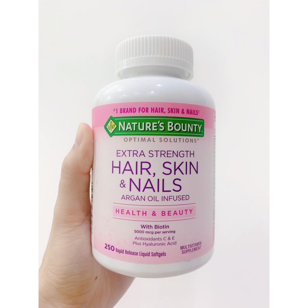 Viên uống hỗ trợ đẹp da móng tóc Nature’s Bounty Hair Skin Nails 250 viên | BigBuy360 - bigbuy360.vn