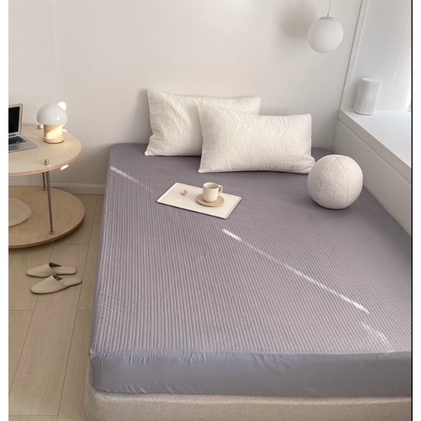 Ga Trải Giường Bo Chun Hàn Quốc Màu Ghi Size 1m6x2m