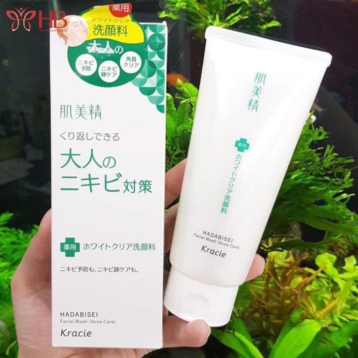 Sữa rửa mặt cho da dầu mụn Kracie Hadabisei Acne Care Facial Wash, ngừa mụn làm sạch dầu nhờn giảm thâm mụn