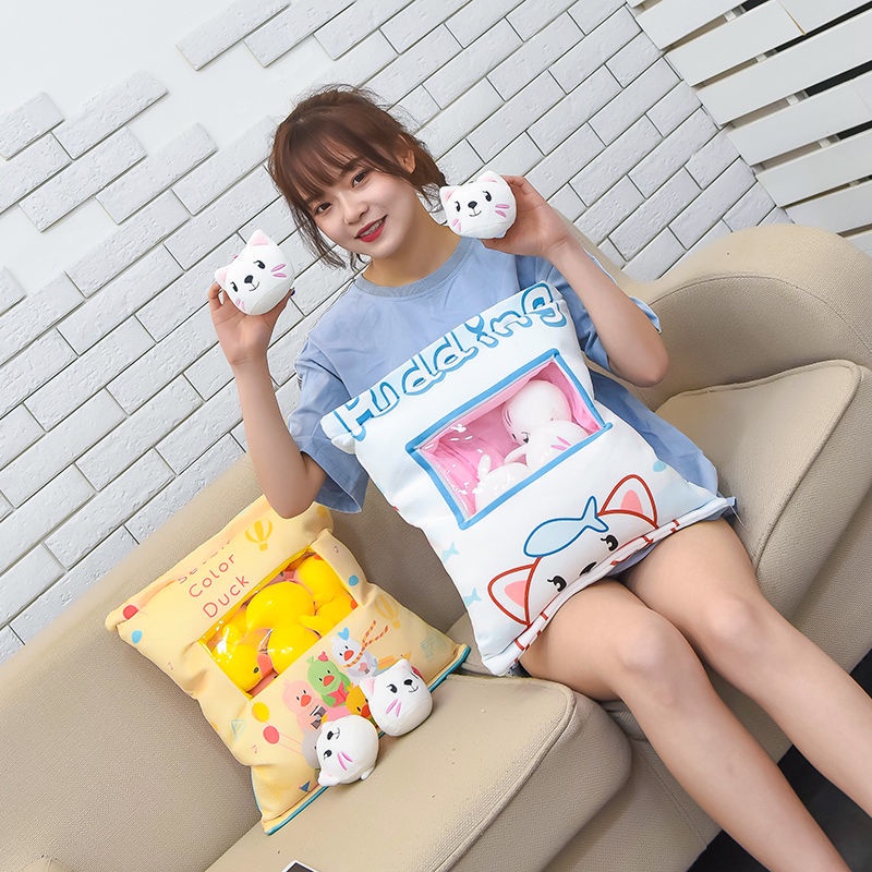 Thú Nhồi Bông Hình Gói Snack Một Túi Lớn Hình Kỳ Lân Hoa Anh Đào / Pikachu / Doraemon Dành Cho Bé Gái