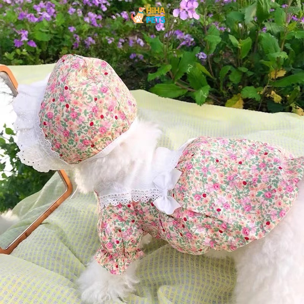 Áo Cho Cún Mèo Có Nón Đi Kèm Vải Hoa Cao Cấp Quần Áo Thú Cưng Thiết Kế Hàn Quốc Hihapet.
