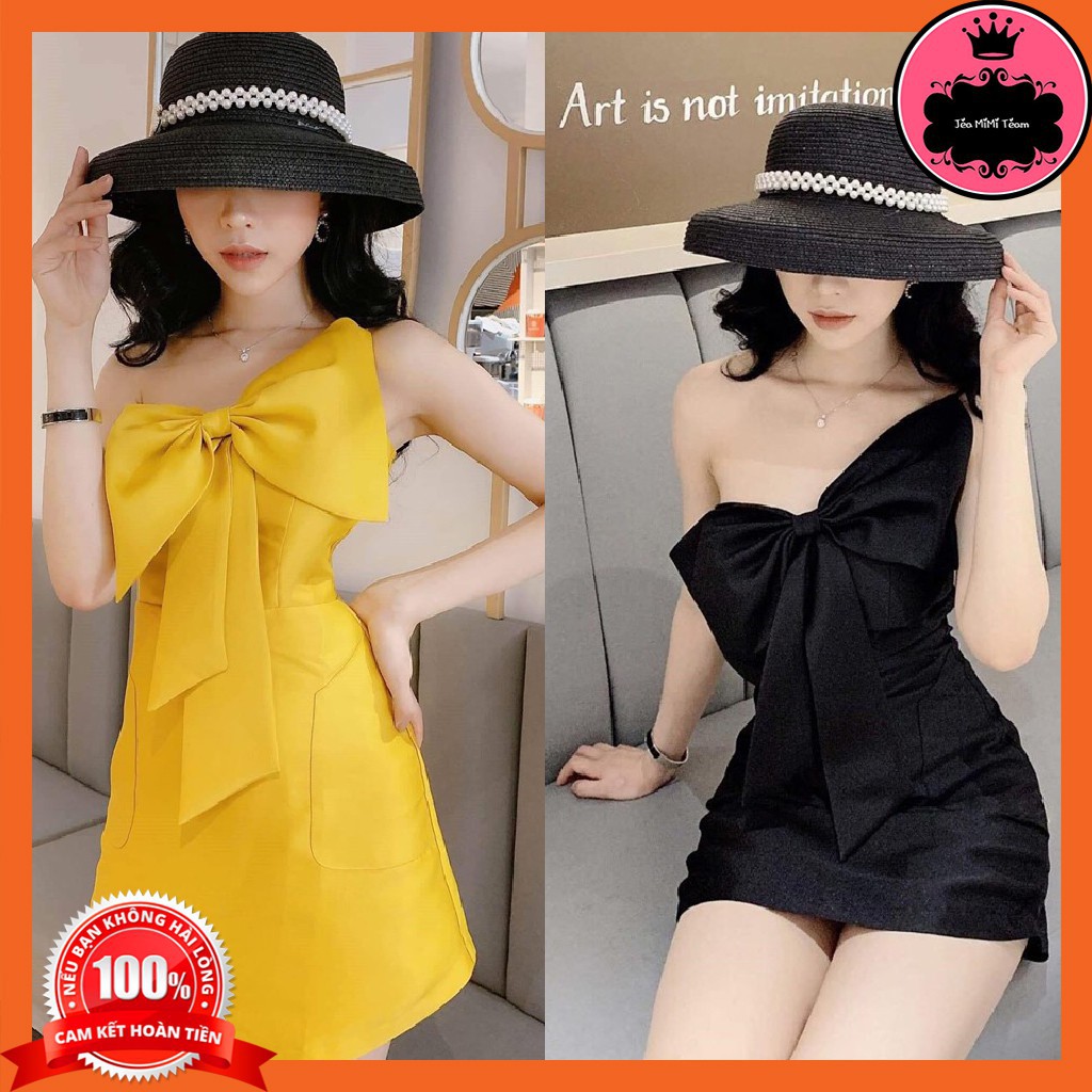 ĐẦM BODY DỰ TIỆC - VÁY THIẾT KẾ ĐI TIỆC CÓ MÚT NGỰC 2 MÀU VÀNG, ĐEN CÓ NƠ FREESIZE | BigBuy360 - bigbuy360.vn