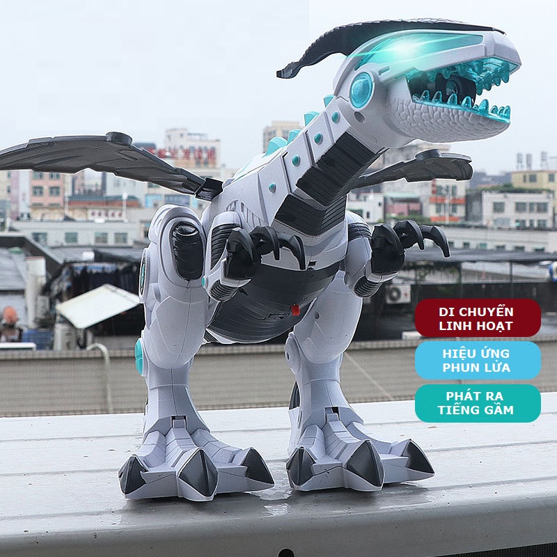 Khủng Long Robot Có Hiệu Ứng Phun Lửa Và Nước Kích Thước Lớn - Đồ Chơi Giải Trí Cho Trẻ Em