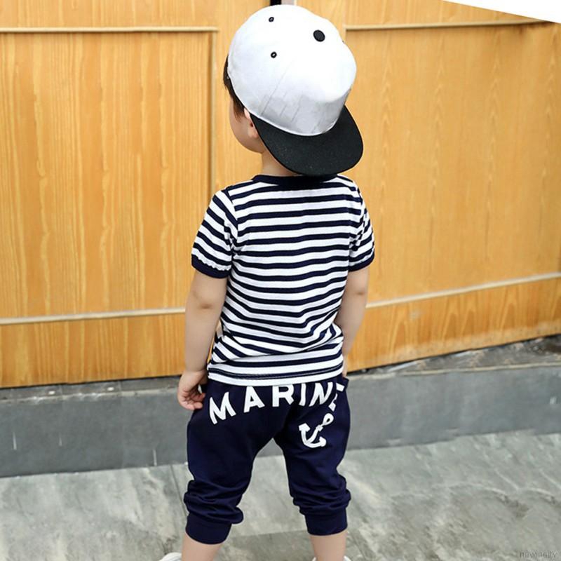 Set áo ngắn tay kèm quần phong cách Hàn Quốc thời trang cho bé trai dễ thương