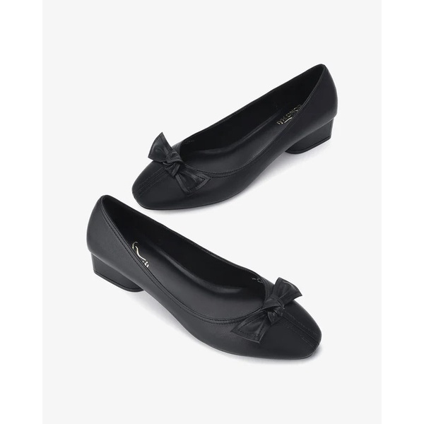 Giày búp bê nữ Đông Hải thiết kế mũi tròn đính nơ sang trọng gót vuông thanh lịch cao 3cm - G85Q7