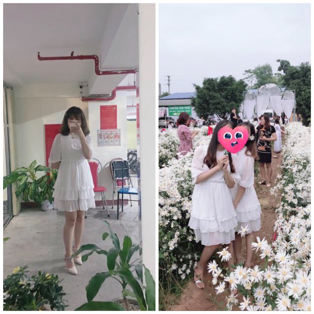 (Ảnh thật) ĐẦM BABY DOLL BÈO TẦNG TRẮNG 2LOP XÒE CÔNG CHÚA ) | BigBuy360 - bigbuy360.vn