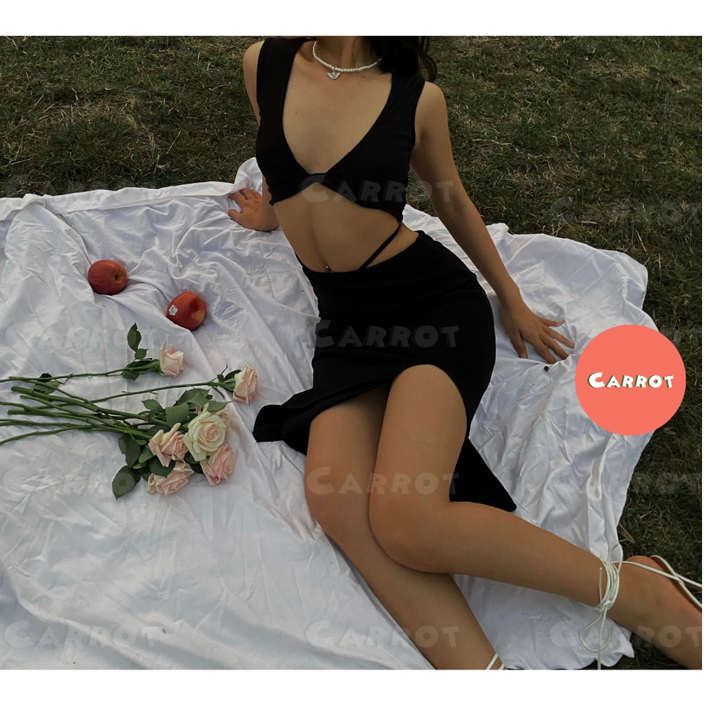 Áo croptop nữ sexy thiết kế chân váy ôm body cột eo quyến rũ chất vải co giãn mềm mịn carrotxinhdep