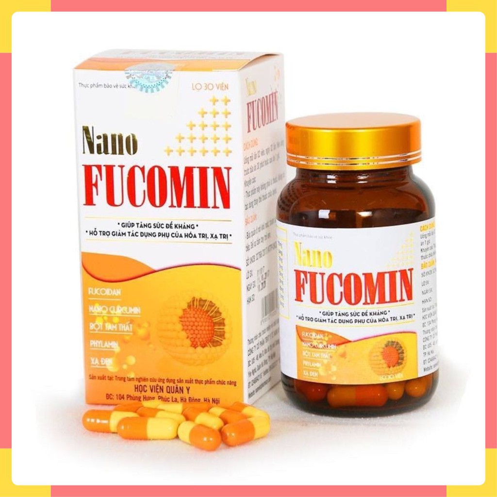 Nano Fucomin Học viện Quân Y - Hỗ trợ giảm tác dụng phụ của hóa trị, xạ trị (Hộp 30 viên) [Chính hãng]