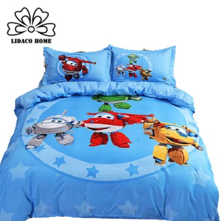 Bộ vỏ chăn ga gối cotton TiNa 3D LIDACO - Đội Bay Siêu Đẳng