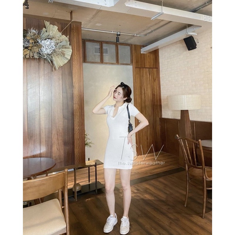 Váy Ôm POLO CỔ XẺ thiết kế sexy chất vải len tăm mỏng mongtoghi co giãn thoải mái váy ôm tôn 3 vòng co giãn | BigBuy360 - bigbuy360.vn