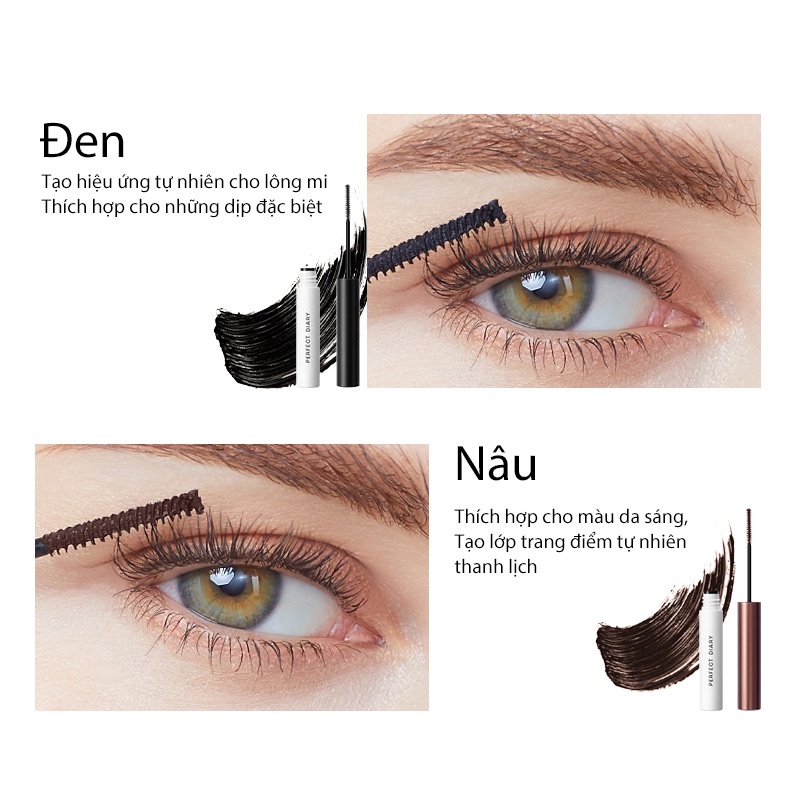 Mascara Chuốt Mi PERFECT DIARY Lâu Trôi Chống Thấm Nước Làm Dày Và Dài Mi Tự Nhiên Tiện Lợi 4.5g