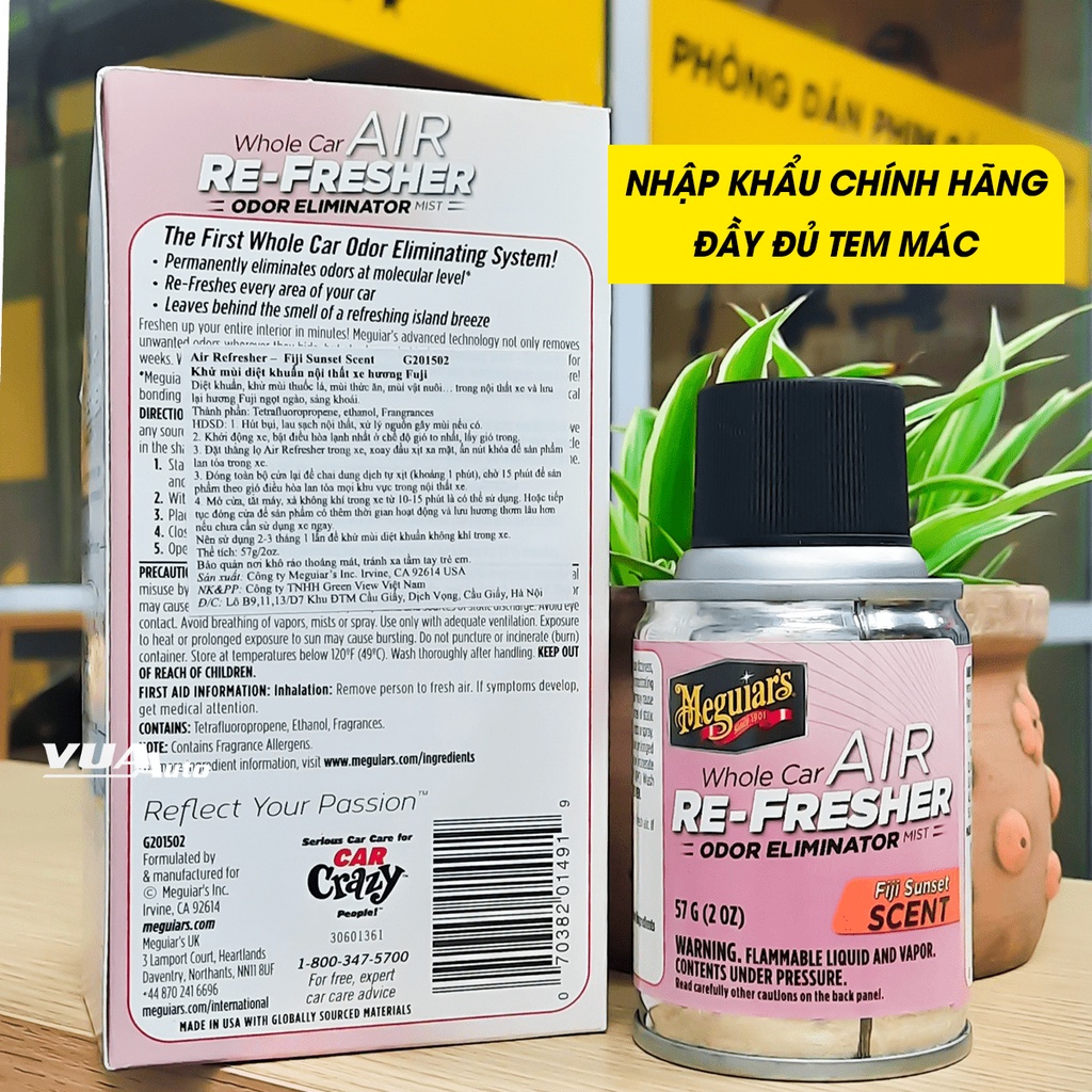 Xịt khử mùi diệt khuẩn ô tô Meguiars Air Refresher chính hãng hương thơm nước hoa cao cấp loại bỏ mùi nội thất xe hơi