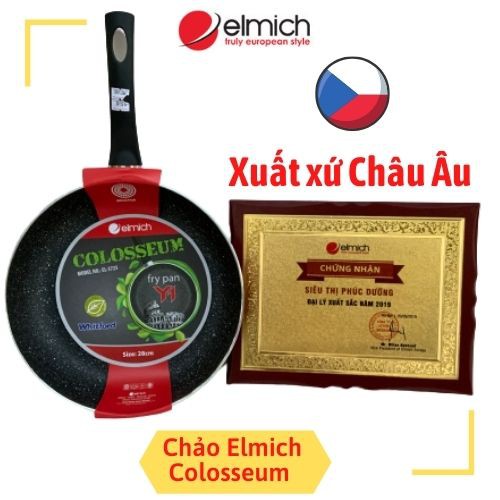 4 mẫu chảo vân đá đáy từ  và  chống dính inox Elmich Colosseum , dùng trên mọi loại bếp - MOMO