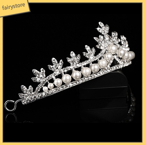 Vương Miện Công Chúa Đính Ngọc Trai Giả Sang Trọng Cho Cô Dâu