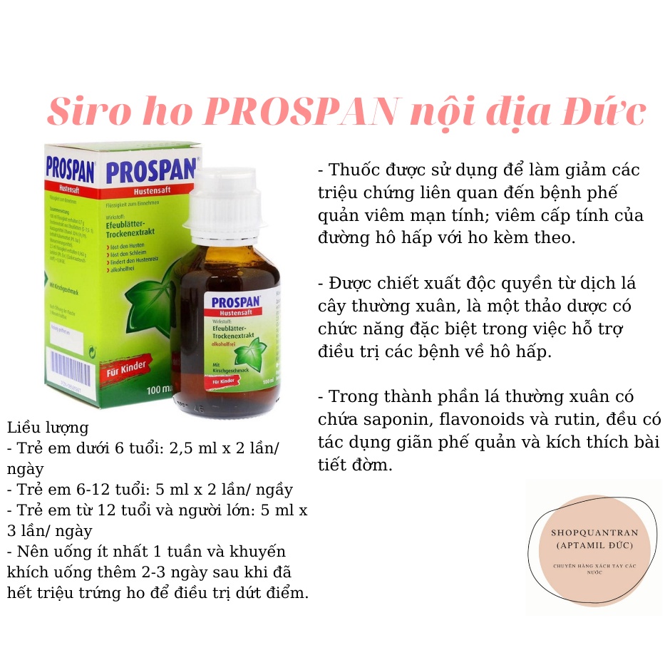 Siro Ho PROS PAN Đức lọ 100ml (Date Mới) Hỗ Trợ Giảm Ho, Long Đờm Chính Hãng Giá Tốt