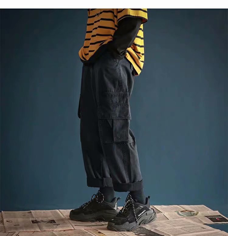 Quần thể thao màu trơn dáng rộng nhiều túi phong cách thời trang M-3XL | BigBuy360 - bigbuy360.vn