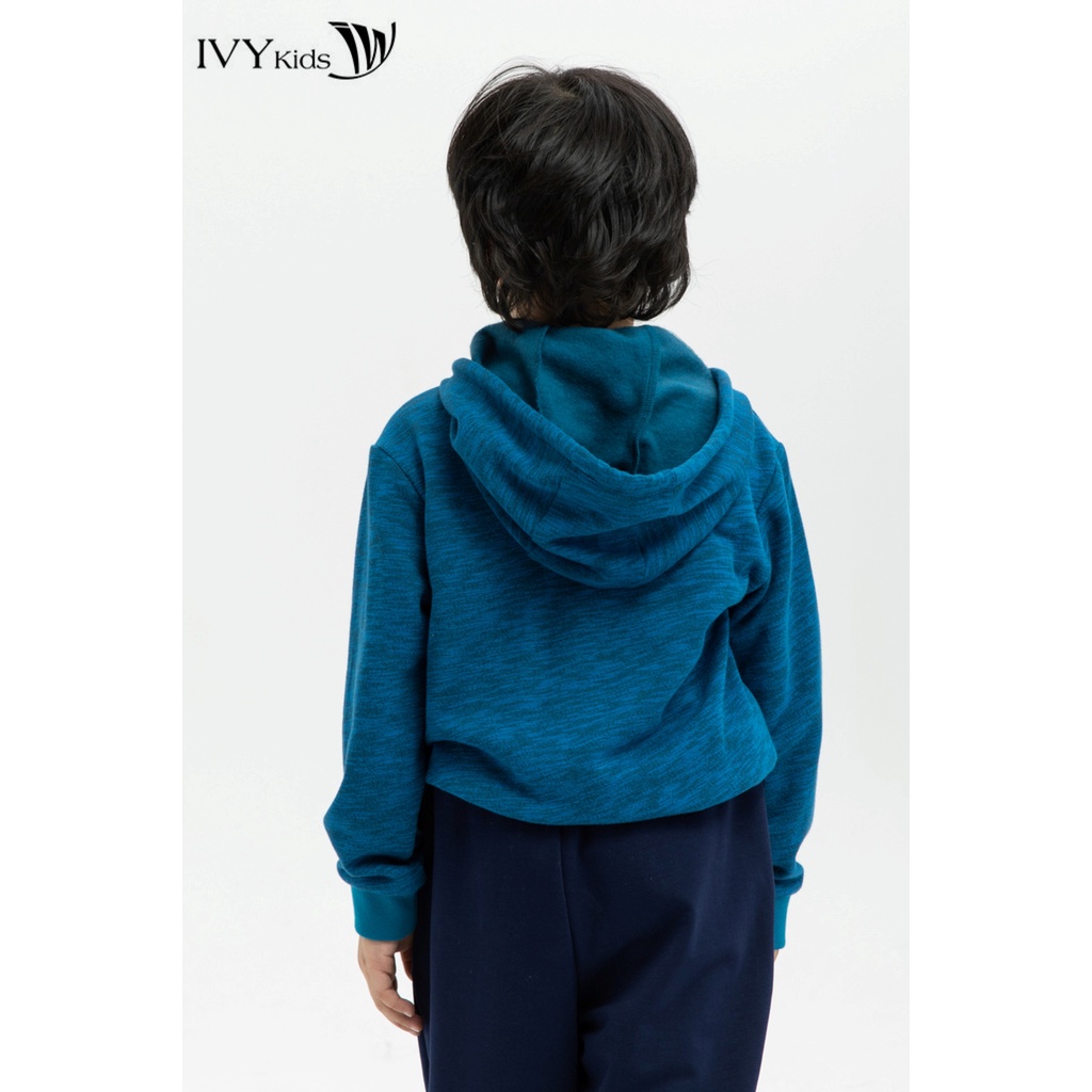 Áo hoodie họa tiết cổ mũ bé trai IVY moda MS 59K1164