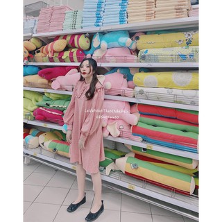 Váy Suông Kẻ Hồng Cổ Bèo