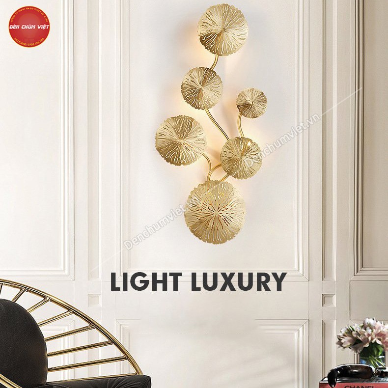 Đèn tường lá sen, đèn vách decor hiện đại