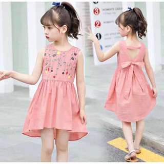 Đầm kate thêu hoa cho bé gái