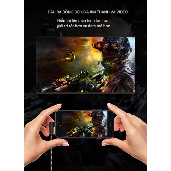Cáp chuyển Lightning sang Tivi HD dây dù bền, chất lượng 2k