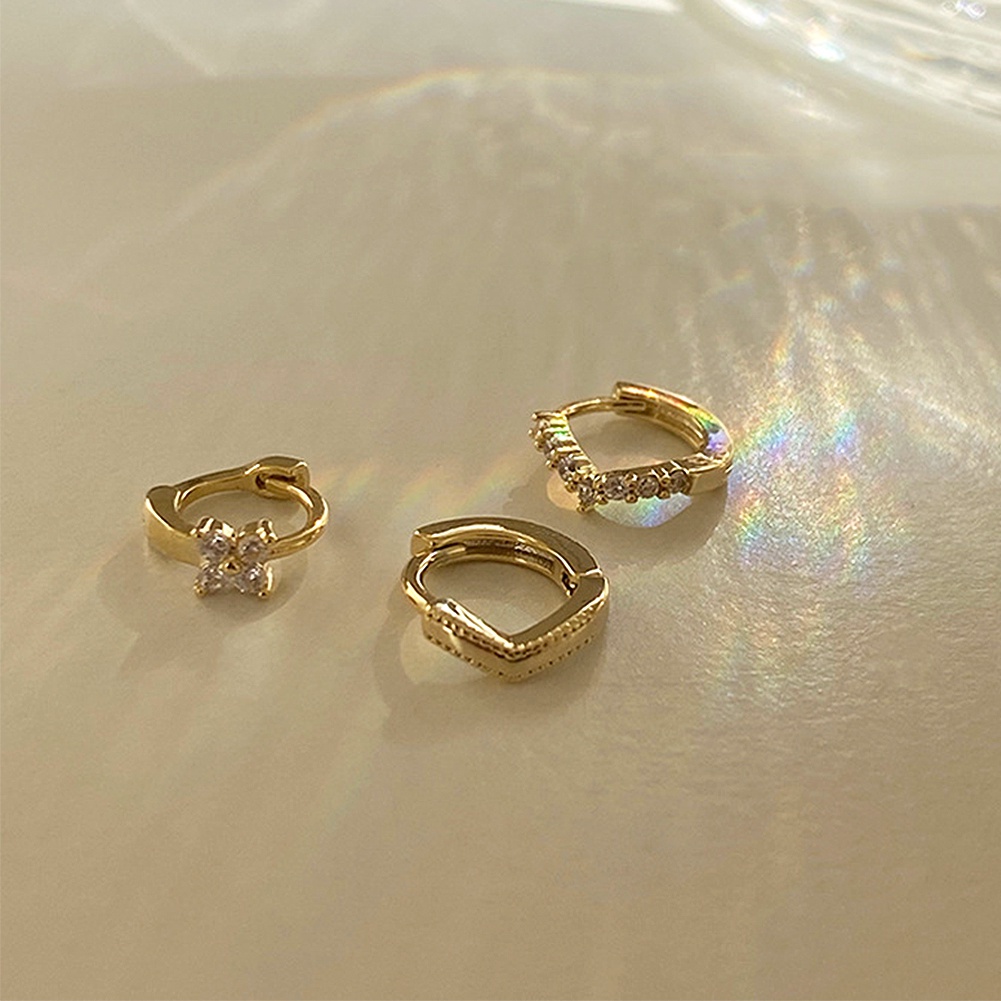 1 Đôi Khuyên Tai Tròn Mini Đính Đá Thời Trang