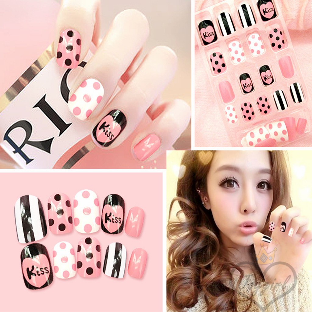 Bộ 24 móng tay giả nghệ thuật kèm keo dán tiện dụng MTY