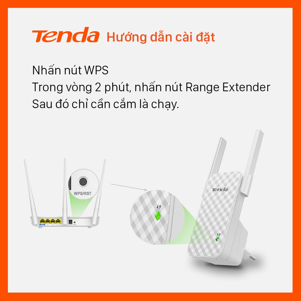 Tenda Bộ kích sóng Wifi A9 Chuẩn N 300Mbps - Hãng phân phối chính thức