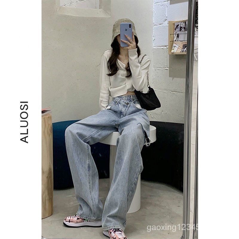 Quần Jean Ống Rộng Lưng Cao Phong Cách Hàn Quốc 2022 Cá Tính Cho Nữ | BigBuy360 - bigbuy360.vn
