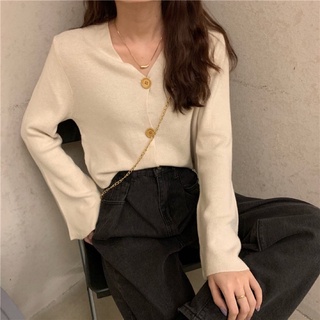 Áo len cardigan cổ tim cài cúc (hàng nhà máy Quảng Châu)