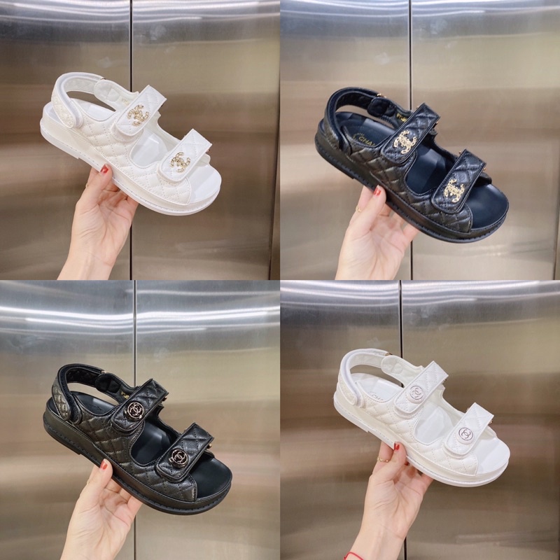 Sandal chanel quai dán logo xích fullbox