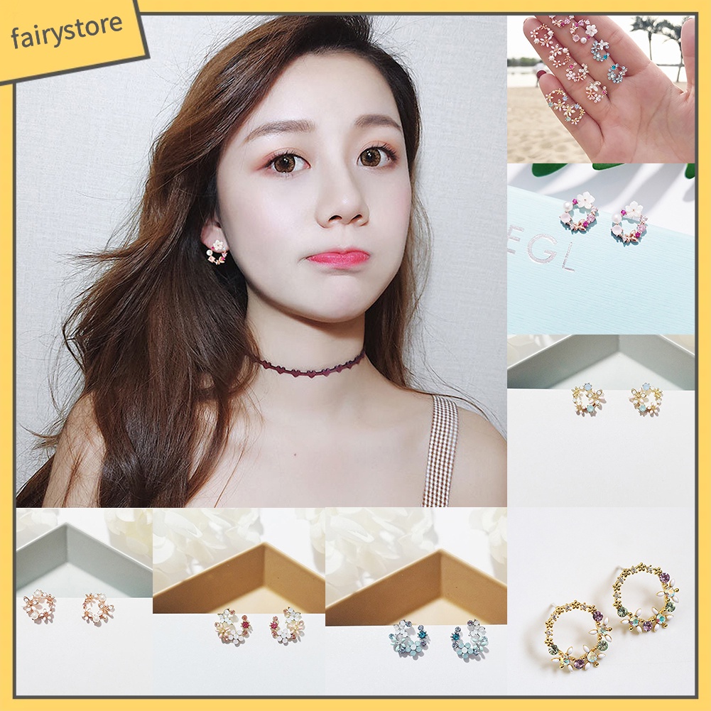 Khuyên Tai Nữ Kiểu Trang Trí Họa Tiết Phong Cách Hàn Quốc