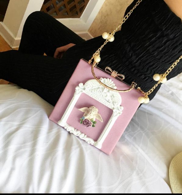 Túi xách dây xích sang chảnh cao cấp họa tiết phương tây kèm hình thật