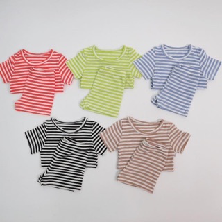 Bộ cộc gân kẻ ngang peekaboo
