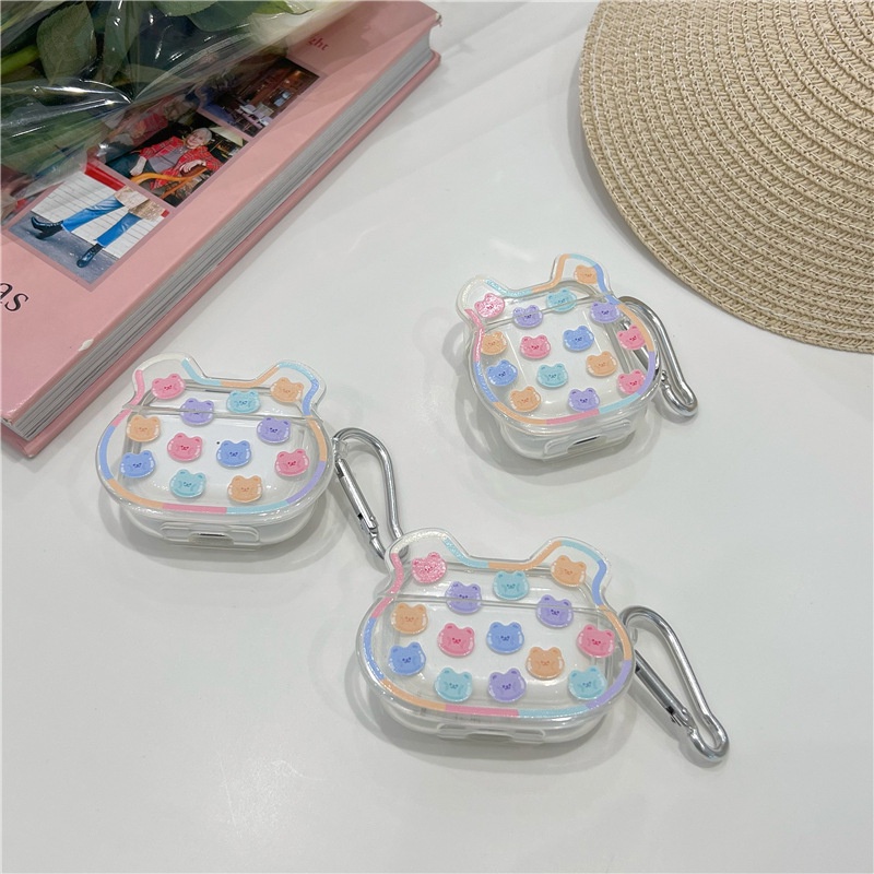Vỏ bảo vệ hộp sạc tai nghe bluetooth YADOU bằng silicon mềm hình chú gấu thích hợp cho Airpods Pro / 1 / 2 / 3