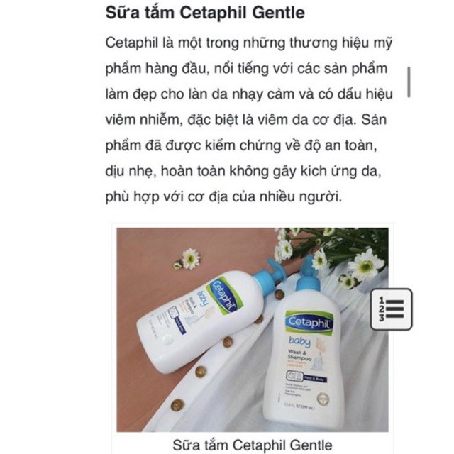 💥 SỮA TẮM CETAPHIL BABY DẠNG VÒI 400ml.