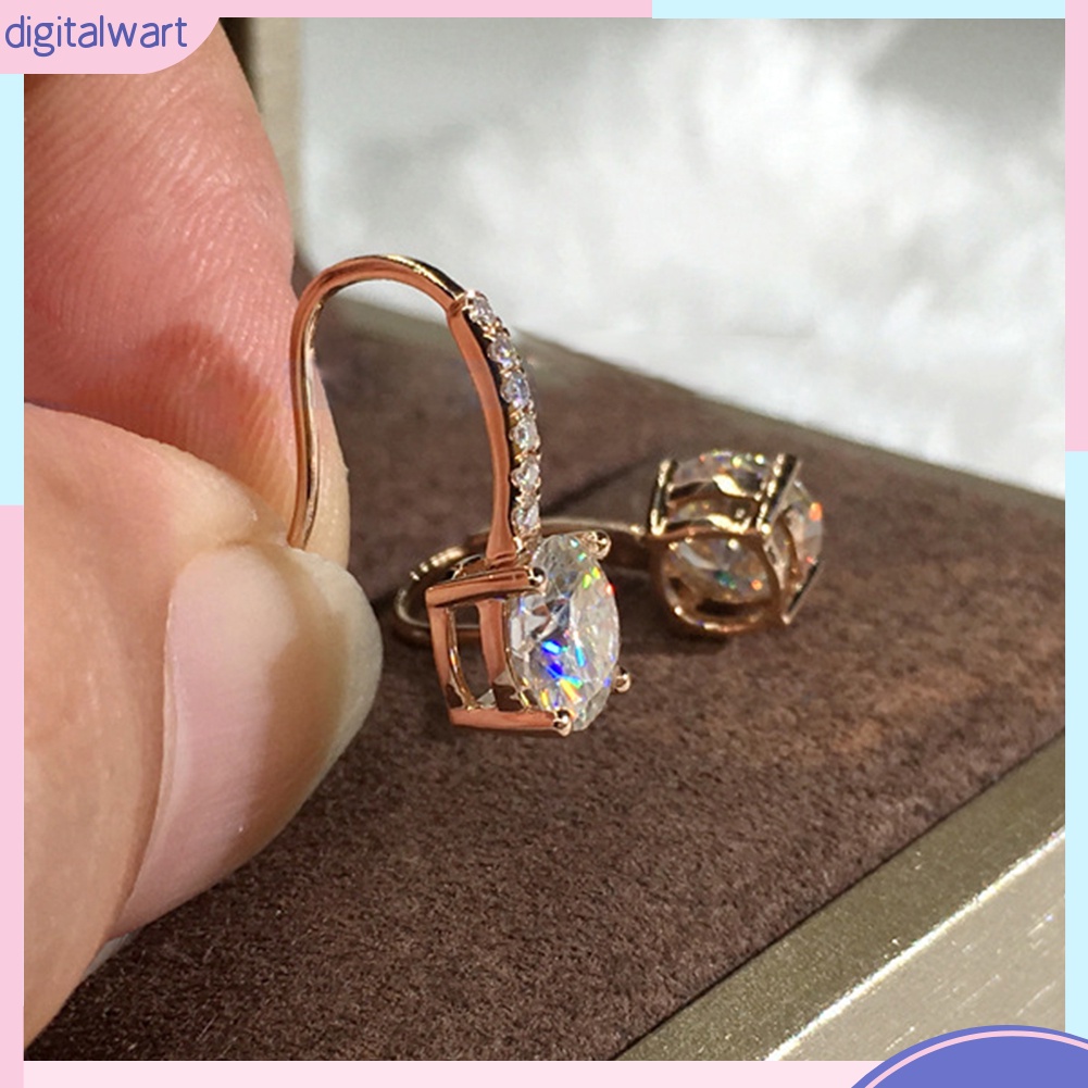 Bông Tai Tròn Dạng Móc Đính Đá Zircon Thời Trang Cho Nữ