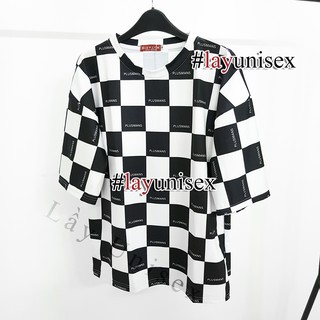 Áo thun caro tay lỡ checkerboard