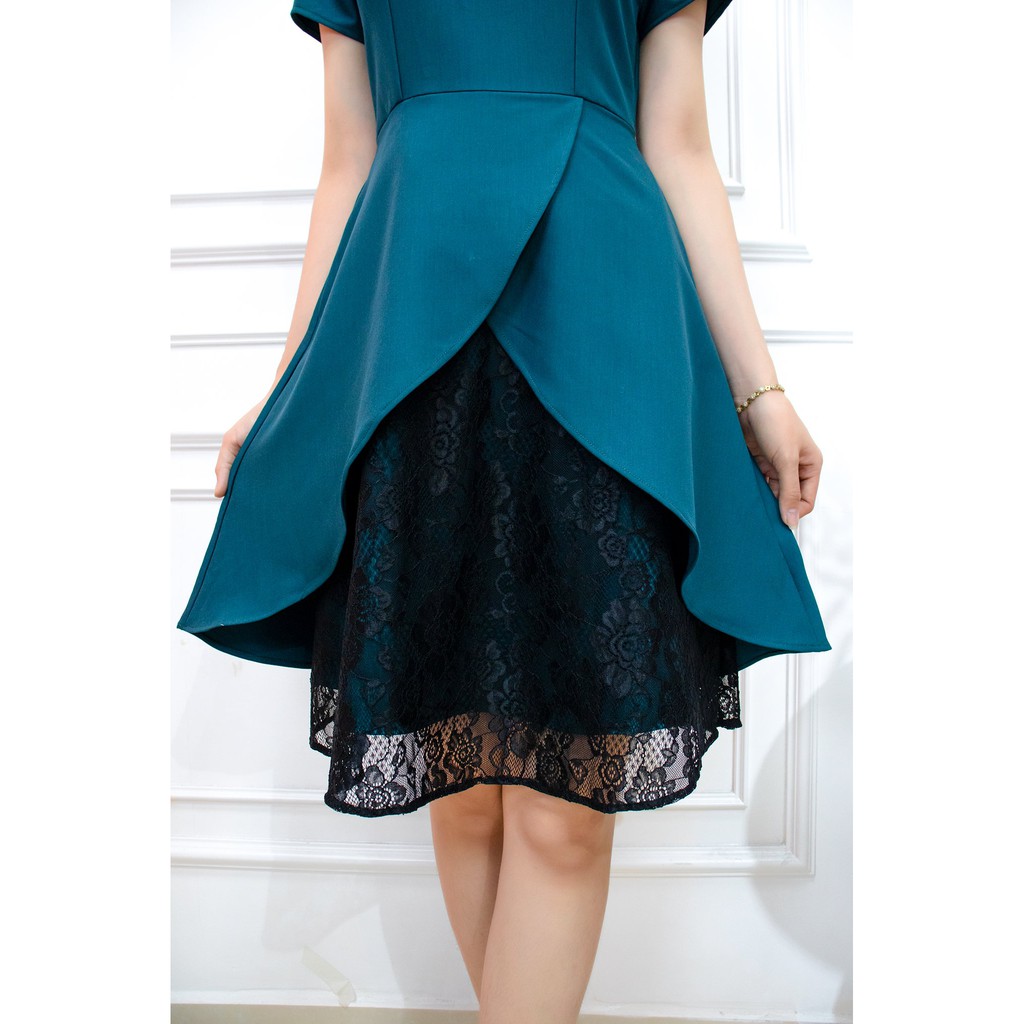 Váy trung niên sang trọng cao cấp AMYRA, cho mẹ thiết kế phối lớp ren dáng xòe vải cotton lạnh đi tiệc, đi chơi DA056 | BigBuy360 - bigbuy360.vn