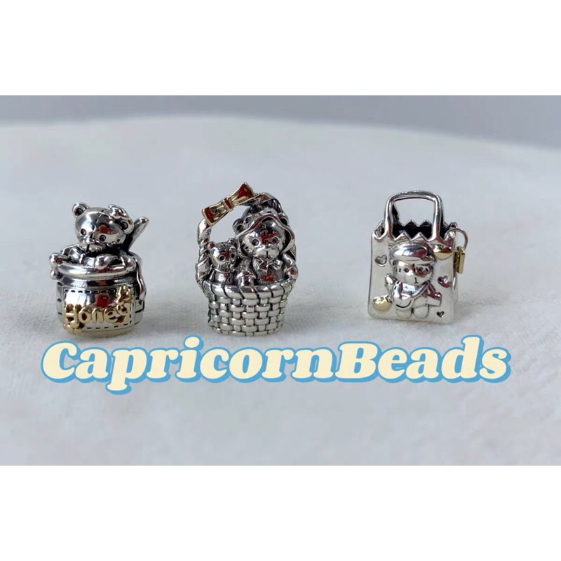 Bộ sưu tập charm gấu auth bằng bạc 925 và vàng 14k