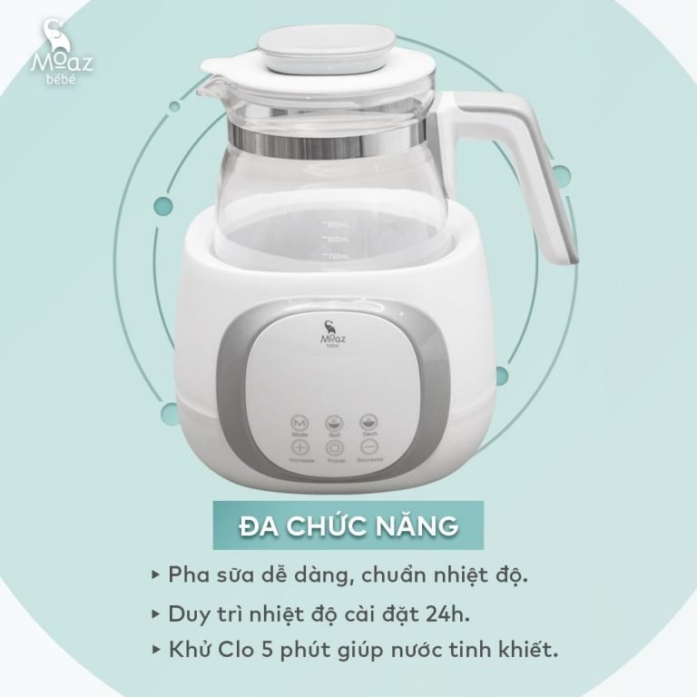 [Mã SKAMPUSH11 giảm 10% đơn 200k] Bình Đun Nước Pha Sữa Thông Minh MOAZ BEBE MB-012 (1 Lít) (Bảo Hành 12 Tháng)